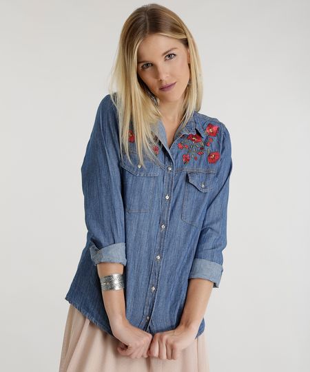 Camisa-Jeans-com-Bordado-Azul-Medio-8565054-Azul_Medio_1 Camisa-Jeans-com-Bordado-Azul-Medio-8565054-Azul_Medio_1