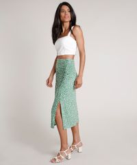 Saia-Feminina-Midi-Estampada-de-Poa-com-Fenda-Verde-9788029-Verde_3