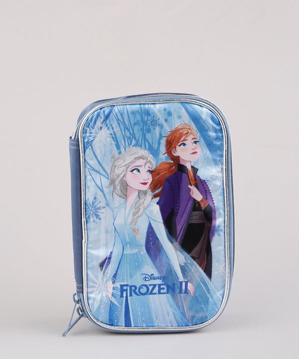 Estojo Escolar Infantil Frozen Azul Único