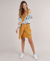 Vestido-Feminino-Curto-Estampado-Floral-com-Transpasse-Alcas-Finas-Mostarda-9824562-Mostarda_3