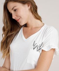 Pijama-Feminino-com-Bolso-Estampado-de-Folhagem-Manga-Curta-Off-White-9733177-Off_White_3