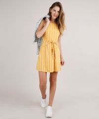 Vestido-Feminino-Curto-Listrado-Com-Amarracao-Alcas-Finas-Mostarda-9824564-Mostarda_3