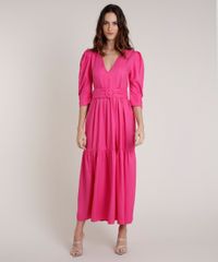 Vestido-Feminino-Mindset-Longo-com-Cinto-Manga-3-4-Pink-9876762-Pink_1