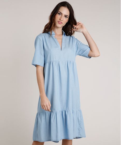 vestido feminino azul claro