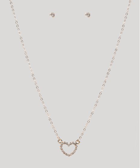 Kit-de-Brinco---Colar-Femininos-Folheados-com-Coracao-e-Strass-Dourado-9775327-Dourado_1
