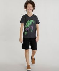 Conjunto-de-Camiseta-Hulk-Cinza-Mescla---Short-Preto-8601306-Preto_1