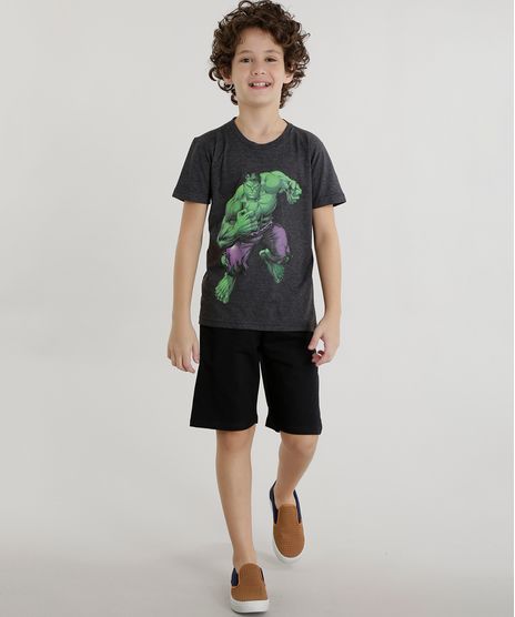 Conjunto-de-Camiseta-Hulk-Cinza-Mescla---Short-Preto-8601306-Preto_1