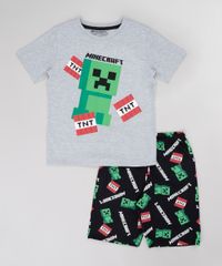 Pijama-Infantil-Minecraft-Manga-Curta-Cinza-Mescla-9751950-Cinza_Mescla_1