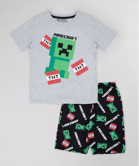 Pijama-Infantil-Minecraft-Manga-Curta-Cinza-Mescla-9751950-Cinza_Mescla_1
