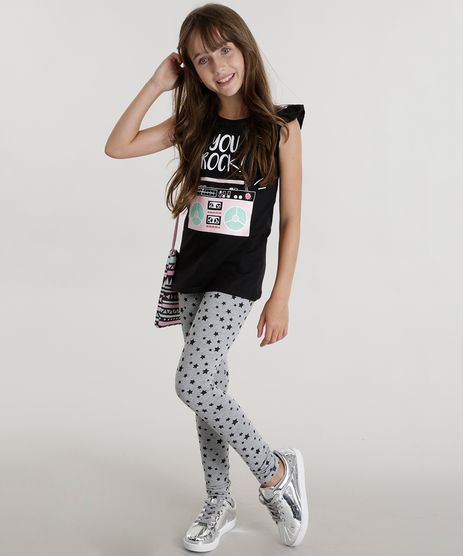 Conjunto-de-Blusa-Preta---Calca-Legging-Estampada-Cinza-Mescla-8579528-Cinza_Mescla_1