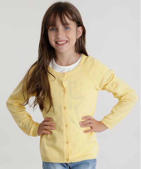 Cardigan-em-Trico-de-Algodao---Sustentavel-Amarelo-8456653-Amarelo_1