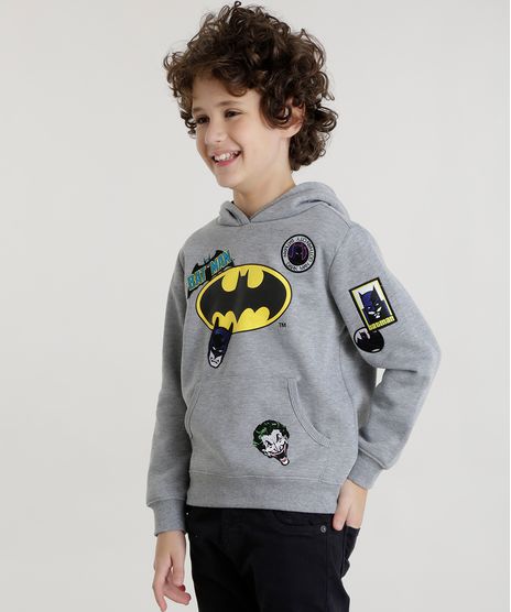 Blusao-Batman-em-Moletom-com-Patchs-em-Algodao---Sustentavel-Cinza-Mescla-8468866-Cinza_Mescla_1