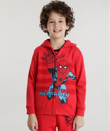 Blusao-Homem-Aranha-em-Moletom-de-Algodao---Sustentavel-Vermelho-8474564-Vermelho_1