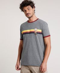 Camiseta-Masculina-Charlie-Brown-Snoopy-com-Listras-Manga-Curta-Gola-Careca-Cinza-Mescla-Escuro-9800799-Cinza_Mescla_Escuro_1