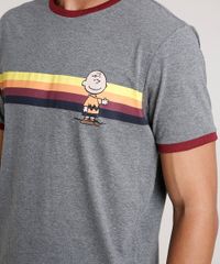 Camiseta-Masculina-Charlie-Brown-Snoopy-com-Listras-Manga-Curta-Gola-Careca-Cinza-Mescla-Escuro-9800799-Cinza_Mescla_Escuro_4