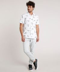 Camisa-Masculina-Tradicional-Estampada-de-Passaros-com-Bolso-Manga-Curta-Off-White-9660417-Off_White_3