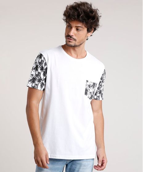 Camiseta-Masculina-com-Bolso-Estampado-de-Coqueiros-Manga-Curta-Gola-Careca-Off-White-9839302-Off_White_1