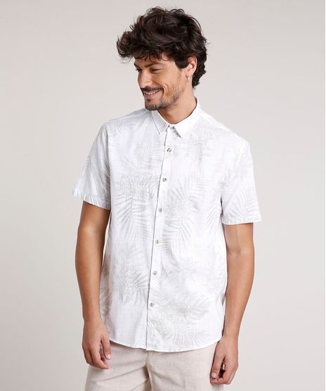 Camisa-Masculina-Tradicional-Estampada-de-Folhagem-Manga-Curta-Off-White-9768646-Off_White_1
