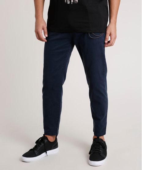 Calca-de-Sarja-Masculina-Tapered-com-Cordao-Azul-Marinho-9791395-Azul_Marinho_1