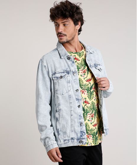 Jaqueta-Jeans-Masculina-Trucker-com-Bolsos-Azul-Claro-9814879-Azul_Claro_1