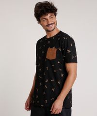 Camiseta-Masculina-Estampada-Tropical-com-Bolso-em-Suede-Manga-Curta-Gola-Careca-Preta-9738315-Preto_1