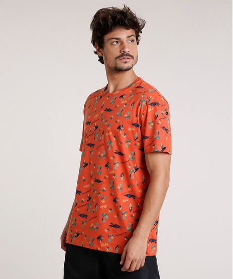 Camiseta-Masculina-Estampada--Aloha--Manga-Curta-Gola-Careca-Cobre-9725632-Cobre_1