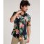 Camisa-Masculina-Tradicional-Estampada-de-Abacaxi-Manga-Curta-Preta-9729726-Preto_1