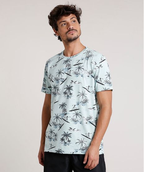 Camiseta-Masculina-Estampada-de-Caveiras-Surfistas-Manga-Curta-Gola-Careca-Verde-Claro-9738317-Verde_Claro_1
