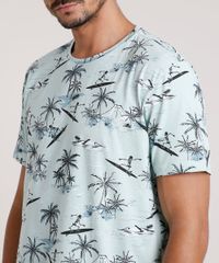 Camiseta-Masculina-Estampada-de-Caveiras-Surfistas-Manga-Curta-Gola-Careca-Verde-Claro-9738317-Verde_Claro_4