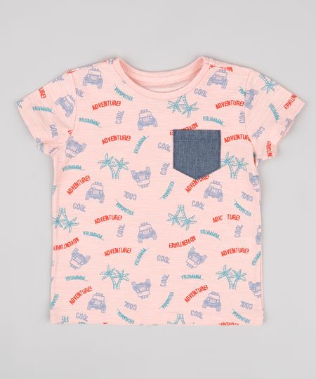 Camiseta-Infantil-Estampada-Carros-com-Bolso-Jeans-Manga-Curta-Rose-9755820-Rose_1