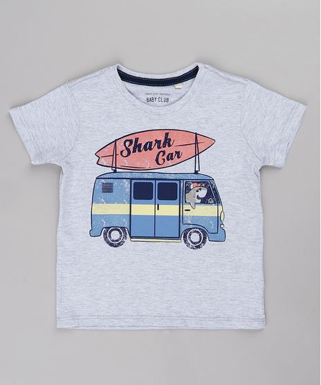 Camiseta-Infantil-com-Estampa-Interativa--Shark-Car--Manga-Curta-Cinza-Mescla-Claro-9731956-Cinza_Mescla_Claro_1