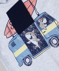 Camiseta-Infantil-com-Estampa-Interativa--Shark-Car--Manga-Curta-Cinza-Mescla-Claro-9731956-Cinza_Mescla_Claro_4