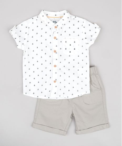Conjunto-Infantil-de-Camisa-em-Linho-Manga-Curta-Gola-Portuguesa---Bermuda-com-Bolsos-Kaki-9669853-Kaki_1