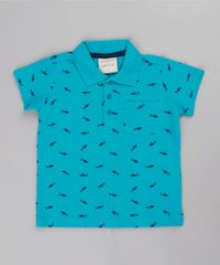 Polo-Infantil-em-Piquet-Estampado-de-Tubaroes-com-Bolso-Manga-Curta--Verde-Agua-9671652-Verde_Agua_1