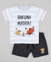 Conjunto-Infantil-O-Rei-Leao-de-Camiseta-Listrada-Branca-Manga-Curta---Bermuda-em-Moletom-Cinza-Mescla-Escuro-9704707-Cinza_Mescla_Escuro_1
