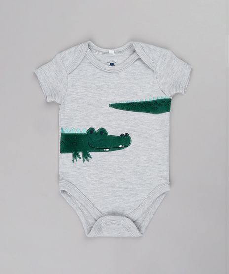 Body-Infantil-com-Patch-de-Jacare-Manga-Curta-Cinza-Mescla-Claro-9680653-Cinza_Mescla_Claro_1