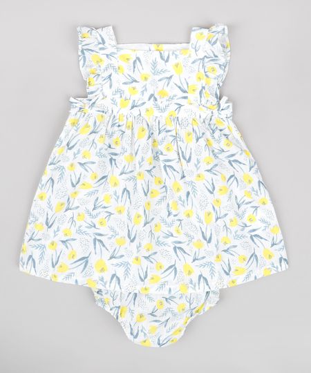Vestido-Infantil-Estampado-Floral-com-Babado-Sem-Manga---Calcinha-Branco-9682001-Branco_1