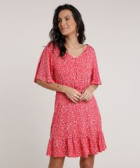 Vestido-Feminino-Curto-Estampado-Floral-com-Babado-Manga-Curta-Vermelho-9842048-Vermelho_1