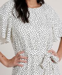 Vestido-Feminino-Curto-Estampado-de-Poa-com-Faixa-para-Amarracao-Manga-Curta-Bege-Claro-9703470-Bege_Claro_4