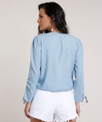 Blusa-Jeans-Feminina-Cropped-Manga-7-8-Decote-V-Azul-Medio-9761674-Azul_Medio_2