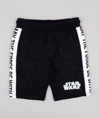 Bermuda-Infantil-em-Moletom-Star-Wars-com-Recortes--Preta-9734671-Preto_1