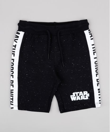 Bermuda-Infantil-em-Moletom-Star-Wars-com-Recortes--Preta-9734671-Preto_1