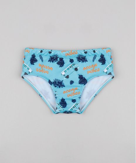 Sunga-Infantil-Slip-Estampada-de-Folhagens-Azul-9773019-Azul_1