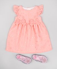 Vestido-Infantil-em-Laise-com-Babado-e-Laco-Sem-Manga-Coral-9676162-Coral_3