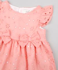 Vestido-Infantil-em-Laise-com-Babado-e-Laco-Sem-Manga-Coral-9676162-Coral_5
