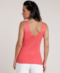 Regata-Feminina-em-Trico-com-Renda-Alca-Media-Decote-V-Coral-9683666-Coral_2
