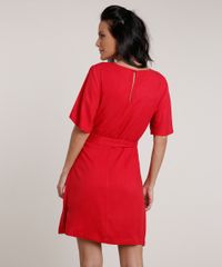 Vestido-Feminino-Curto-com-Faixa-para-Amarracao-Manga-Curta-Vermelho-9703472-Vermelho_2