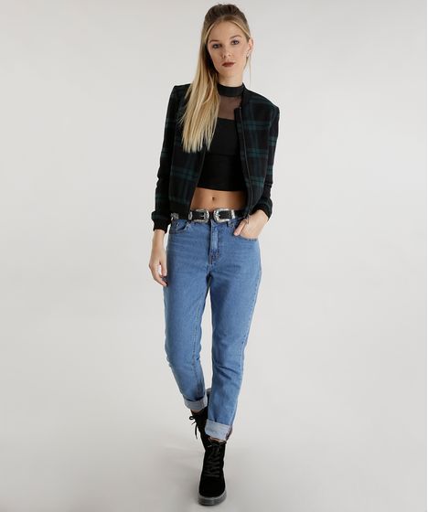 jaqueta bomber giraffe com interior xadrez