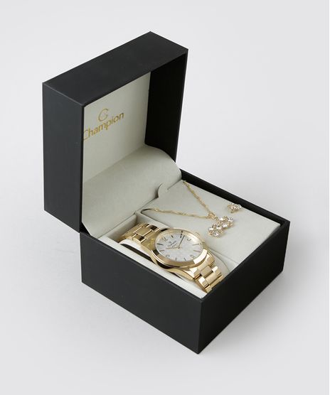 Kit-de-Relogio-Analogico-Champion-Feminino---Colar---Brinco---CN26546W-Dourado-8630243-Dourado_1
