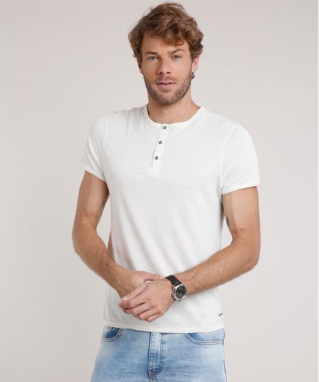 Camiseta-Masculina-Slim-Fit-com-Linho-Manga-Curta-Gola-Portuguesa-Bege-Claro-9806200-Bege_Claro_1